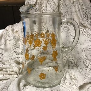Vintage Corelle RARE Butterfly Gold Glass Pitcher